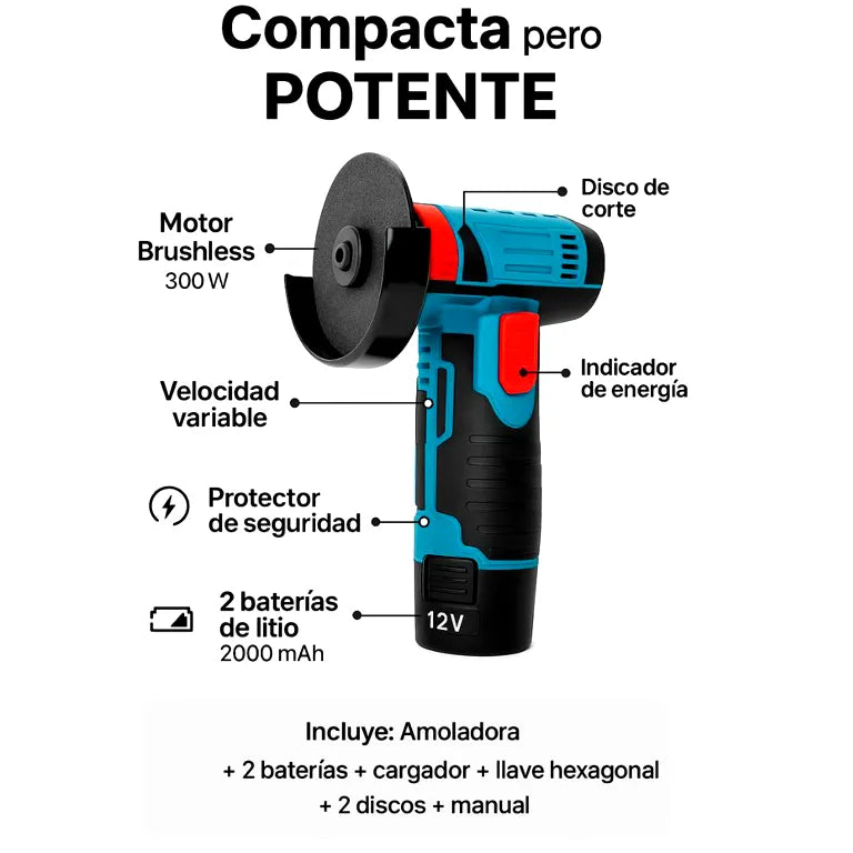Mini Pulidora doble Batería 2 Discos