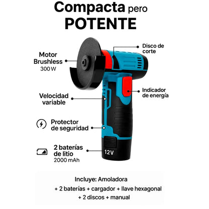 Mini Pulidora doble Batería 2 Discos